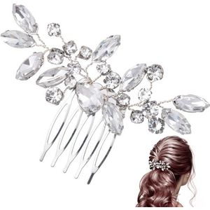 OIIKI 1 stuks zilveren strass haarkam, heldere strass steentjes metalen bruidshaar kam, bruiloft kristal haaraccessoires voor vrouwen, bruiden voor Kerstmis, feesten, bal, dans