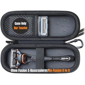 Woollo PU tas compatibel met Gillette Fusion 5 nat scheerapparaat heren draagbaar hard reizen case etui hoes waterdichte tas voor Fusion 5 en ProGlide scheerapparaat, zwart