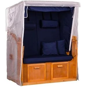 MR. DEKO® Beschermhoes strandstoel, afdekhoes, pvc, transparant, maat M, afmetingen 120 x 80 x 155 cm (b x d x h), strandstoelafdekking voor strandstoelen, waterdicht en weerbestendig, robuust dekzeil