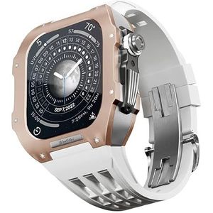 OFWAX Rubberen horlogeband Titanium legering Bezel Case, Voor Apple Watch 8/7 45mm Serie Vervanging Horloge Accessoire, Titanium Luxe Case Kit, Voor IWatch 45mm Horloge met Tool, 45MM, agaat