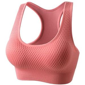 HDXWIFD Sport-bh's met hoge ondersteuning voor dames, gewatteerde naadloze bh's voor actieve slijtage, stretch crop-tops vest voor yoga hardlopen joggen sportschool(Color:Red,Size:L)