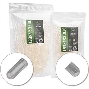 2000 stuks gescheiden capsulehelften | Maat 1 | HPMC Caps | lege capsules met grote capaciteit | transparant veganistisch vegetarisch | geen voorafgaand openen nodig | natural supplements (2000)