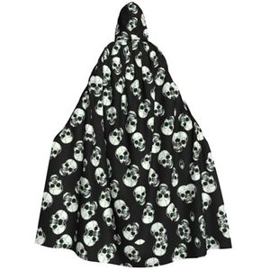 WURTON Zwarte Schedel Print Hooded Mantel Unisex Volwassen Mantel Halloween Kerst Hooded Cape Voor Vrouwen Mannen