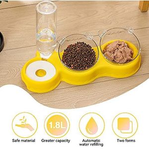 Voerbak voor huisdieren Pet Cat Bowl Double Bowl Drinking Opgeheven Stand Dish Bowls for Cats Pet Bowls Automatische Feeders for Cats Cat Dogs Accessoires Voerbakken voor huisdieren (Size : Yellow)