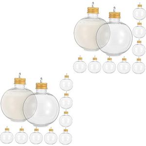 ABOOFAN 20 Stuks Kerst Bolvormige Fles Invulbaar Bolornament Snoep Container Gloeilampen Waterfles Heldere Drankverpakkingen Leeg Schijfornament Halloween Lege Fles Het Huisdier Reizen