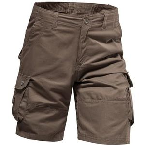 Sawmew Szorty męskie Szorty cargo Letnie spodnie casualowe Bawełniane szorty cargo z kieszeniami Krótkie spodnie robocze męskie(Brown,32)
