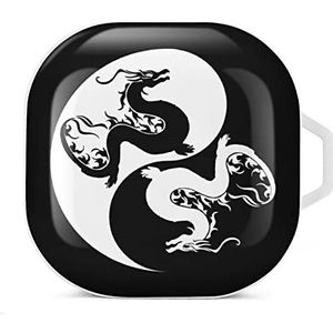 Yin Yang Dragons Oordopjes Hoesje Compatibel met Samsung Hard Shell Beschermhoes Wit-Stijl