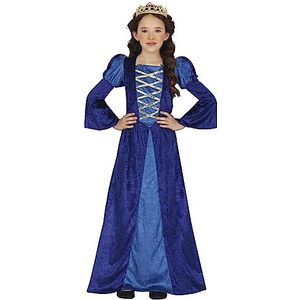 FIESTAS GUIRCA Middeleeuws koningin-kostuum voor meisjes, blauw prinsessenkostuum voor kinderen, meisjes, 10-12 jaar