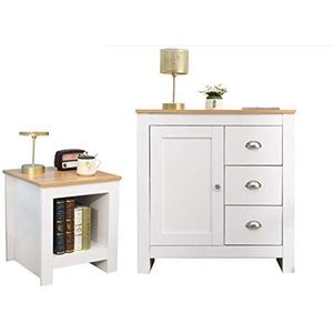 ® Moderne houten kast/dressoir en lampentafelset 1 deur+3 kast lade van kist woonkamer (tafel met enkele lamp grijs)(1+3 Cabinet+lamp Table Setwhite)