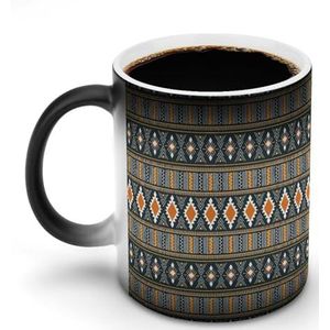 Tribal Afrikaans Patroon Pas Magische Warmte Veranderende Mok Keramische Cup Koffie Mokken Warmtegevoelige Grappige Gift aan
