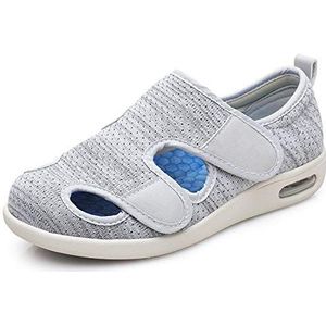 Oedeem therapieschoenen, uniseks, zomer, verstelbaar, klittenbandsluiting, oudere sandalen, clamshell wandelschoenen, grijs, maat 42, gezondheidsschoen voor senioren en diabetici