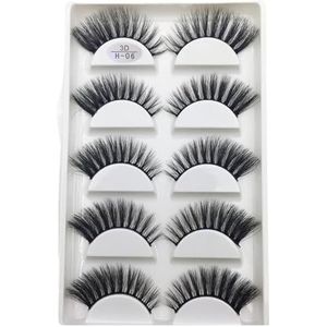 UAMOU 10/50 Dozen 5 Pairs 3D Nertsen Valse Wimpers Haar Natuurlijke Cross Lange Rommelige Make Fake Wimpers Extension Make Up faux Cils Cheerfully (Color : 5Pairs H 06, Size : 10Boxes 50Pairs)