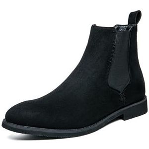 Mens Chelsea Boots Suede Casual Ankle Boots Dress Boots Elastic Slip On Boots For Men Fashion Boots (Color : Black, Size : EU 46)