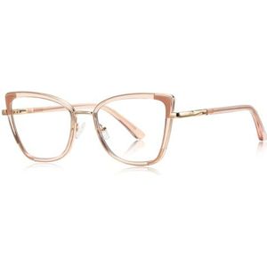 moomoobird Anti Blue Light Bril Vrouwen Cat Eye Bril Frame TR90 Metalen Bril Mode Bril, Roze Goud Frame, Large