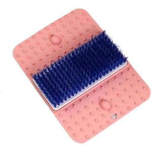 Siliconen voetenscrubber voor onder de douche, 2-in-1 siliconen douchevoetenmat, veelkleurig(Pink stiff brush)
