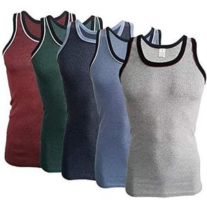 SGS 5-pack: Stijlvolle herenvesten & tanktops in wit & zwart of kleurrijk ideaal als muscle shirt of ondershirt