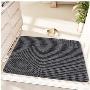 Rubberen Gestreepte Deurmat, Buitendeurmat, Duurzame Achterkant Entreematten, Decoratieve Schraperdeurmatten, Laagpolige Antislip Stevige Welkomstmat Grey,36 x 24 inch