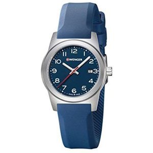 WENGER Dameshorloge analoog kwarts siliconen 01.0411.137, blauw/blauw., 31 mm, armband