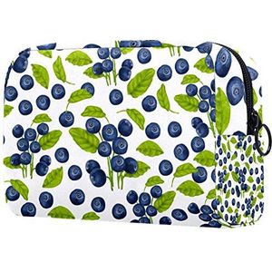 Meisje Cosmetische Tassen Vrouwen Make-up Tas Toilettas Organizer Pouch met Rits 7.3x3x5.1 Inch Blueberry Naadloos Patroon