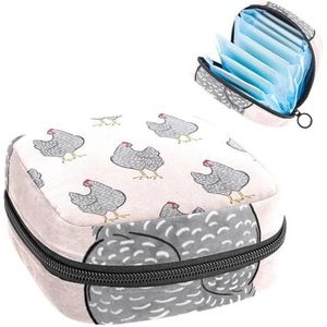 Opbergtas voor maandverband, menstruatiekit tas voor school, menstruatiecup zakje, maandverband organizertas, boerderij gespikkelde kippen