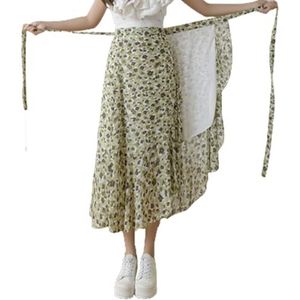 GerRit Skirt Flower Printing A-line Skirts Summer Spring High Waist Vintage Women's Midi Length Skirts-color 11-one Size