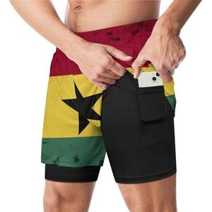 Ghanese Vlag Grappige Zwembroek met Compressie Liner & Pocket Voor Mannen Board Zwemmen Sport Shorts