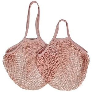 MZPOZB Draagbare Katoen Mesh Tas Draagbare Herbruikbare Boodschappentassen Voor Fruit Groente Tas Katoen Mesh String Organizer Handvat Netto Winkelen Zakken Tote Mesh Zakken, Naakt Roze 19,