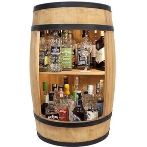 weeco Minibar kast LED rustieke bartafel met hout 82 cm vat vintage decoratie huisbar gin whisky bier - wijnvat statafel houten vat voor glazen en flessen - wijnrek cadeau voor man wijnkast