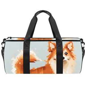 DragonBtu Opvouwbare reistas gymtas - veelzijdige tas voor yoga, training en reizen -oranje pixel hond, Multi 10, 45x23x23cm/17.7x9x9in, Reizen Duffle