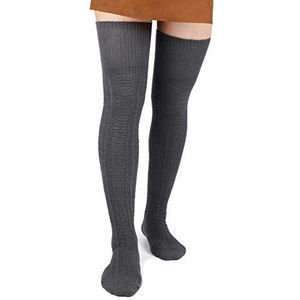 Moon Wood Dames Warmte Kniekousen Dikke Hoge Kousen Super Lange Katoen Gebreide Beenwarmers