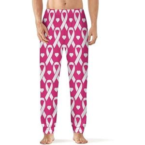 Roze Lint Borstkanker Mannen Pyjama Broek Zachte Lounge Bodems Met Zak Slaap Broek Loungewear