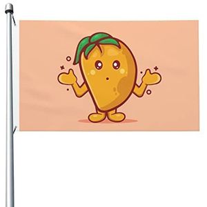 Vlag schattige mango seizoen vlag vervagen bestendig welkom vlag decoratie huis tuin vlag, voor carnaval, activiteiten, 90 x 150 cm