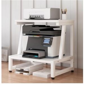 Tafel voor Printer Printerkastje Printerstandaard Met 2 Niveaus En Wielen, Kantoorprinterplank, Mobiel Printerrek, Printerkar Printertafel Printerstandaard(White)