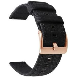 18mm 20mm 22mm gevlochten canvas band geschikt for Samsung Galaxy Watch 3/4 40mm 44mm Classic 46mm 42mm Quick Release armband geschikt for Garmin(Black rose gold,20mm)