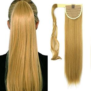 iLUU 24""Wrap Around Paardenstaart Hair Extensions 100g Goudblond 25#Gekleurde Lange Rechte Clip in Synthetisch Haar Paardenstaart Haarstukjes voor Vrouwen