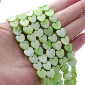 Natuurlijke witte liefde hart schelp kraal zoetwater parelmoer losse spacer kraal voor sieraden maken DIY armband ketting 6-12 mm-lichtgroen-8 mm