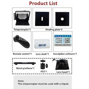 Teleprompter, Draagbare Prompter Smartphone Teleprompter for Nieuws Live Interview Spraak DSLR-camera's Mobiele telefoon met afstandsbediening, Online onderwijs livestreaming(T3-165)