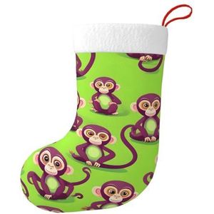 Aubnva Groene Slimme Aap Print Kerst Kous 17.7 inch Feestelijke Decor Voor Xmas Familie Bijeenkomsten Party Gunsten