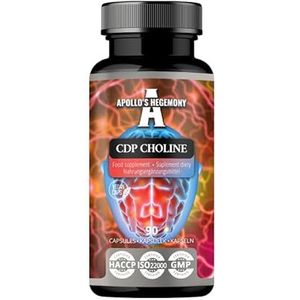 CDP Choline 300 mg | Citicoline 90 Vegan Capsules | 3 Maanden Bevoorrading | Lipide Choline | Sterk Nootropisch Supplement om Geheugen en Concentratie te Verbeteren | by Apollo's Hegemony
