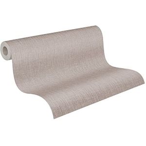 behang linnenstructuur taupe grijs 53 cm x 10.05 m - van Sanders & Sanders