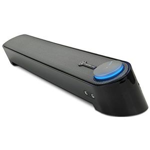 GOgroove PC-luidspreker met hoekdesign voor perfecte geluidsversterking - 3,5 mm audio-aansluiting, geïntegreerde microfoon en volumeregeling/inschakelknop - compatibel met pc en Mac - zwart