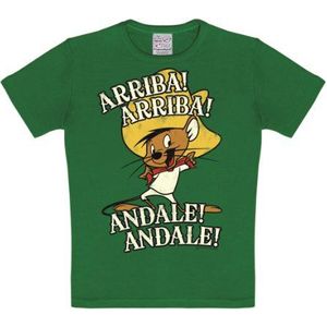 LOGOSHIRT Shirt 'Speedy Gonzales - Looney Tunes'  geel / groen / wit