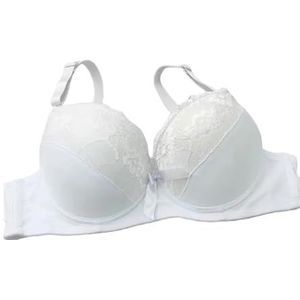 GDNIA Dubbele push-up kanten beha voor dames, dik, zwaar gevoerd, 1 cupmaat beugel, lift-up diepe plunge dagelijkse beha, wit, 85B