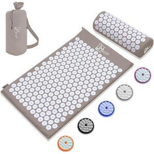 Mattibi® Acupressuurmat met kussen, originele Yantramat voor rug, nek en voetpijnverlichting, met draagtas, naaldmat voor diepe ontspanning en magneetveldtherapie, ideaal voor mannen en vrouwen