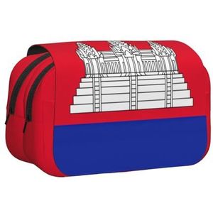 JEJEA Cambodja Vlag Print Pen Etui Potlood Case Houder voor Potloden Make-up Multifunctionele Organizer Doos voor Adluts, Zwart, Eén maat, Toilettas