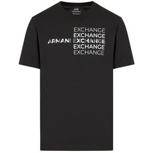 Armani Exchange Herhaald Logo T-shirt voor heren, van katoen met normale pasvorm, Zwart, XL