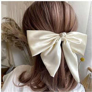 Meisje Haarspeld Satijn Oversized Boog Haarspeld Barrette Haar Clip Paardenstaart for Vrouwen Meisje Elegante Hoofddeksels Haarspelden Haar Witte Acessoires Haarspelden Voor Meisjes (Color : A-creamy