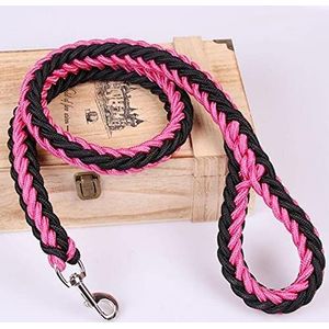 1.2M lengte grote hondenriem nylon touw ijzeren gesp huisdier trekkoord-zwart roze,XL