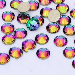 2088 DIY kristal nageldecoraties zonder hotfix, 8 grote en 8 kleine strass steentjes, platte achterkant, plaknagels voor nagelkunst - Groene vulkaan - SS10-1440 stuks