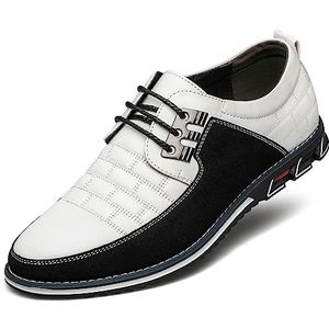 Men's Dress Shoes Wide Width, Comfort Dress Sneakers Men Fashion Business Casual Oxford Shoes Soft Loafers Derby Shoe For Office Working Driving Walking (Color : White-A, Size : EU 50)